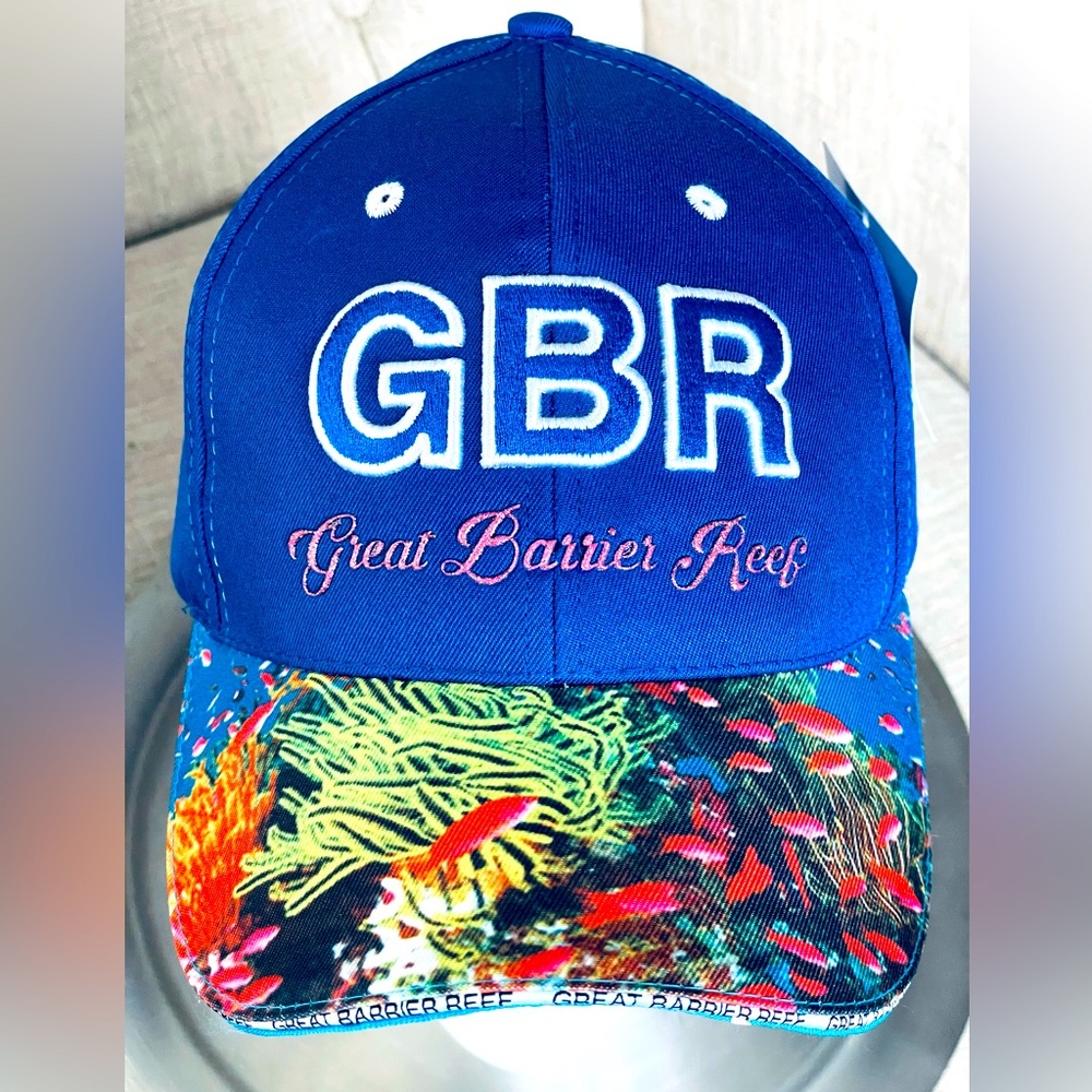The Great Barrier Reef Hat Cap Strapback Australia Novelty Beach Fish CoralBlue